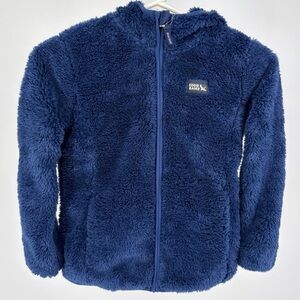 Boys Eddie Bauer High Pile Fleece Hooded Jacket Full Zip XS–L Navy Blue